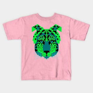 Cheetah Face, Neon Green Kids T-Shirt